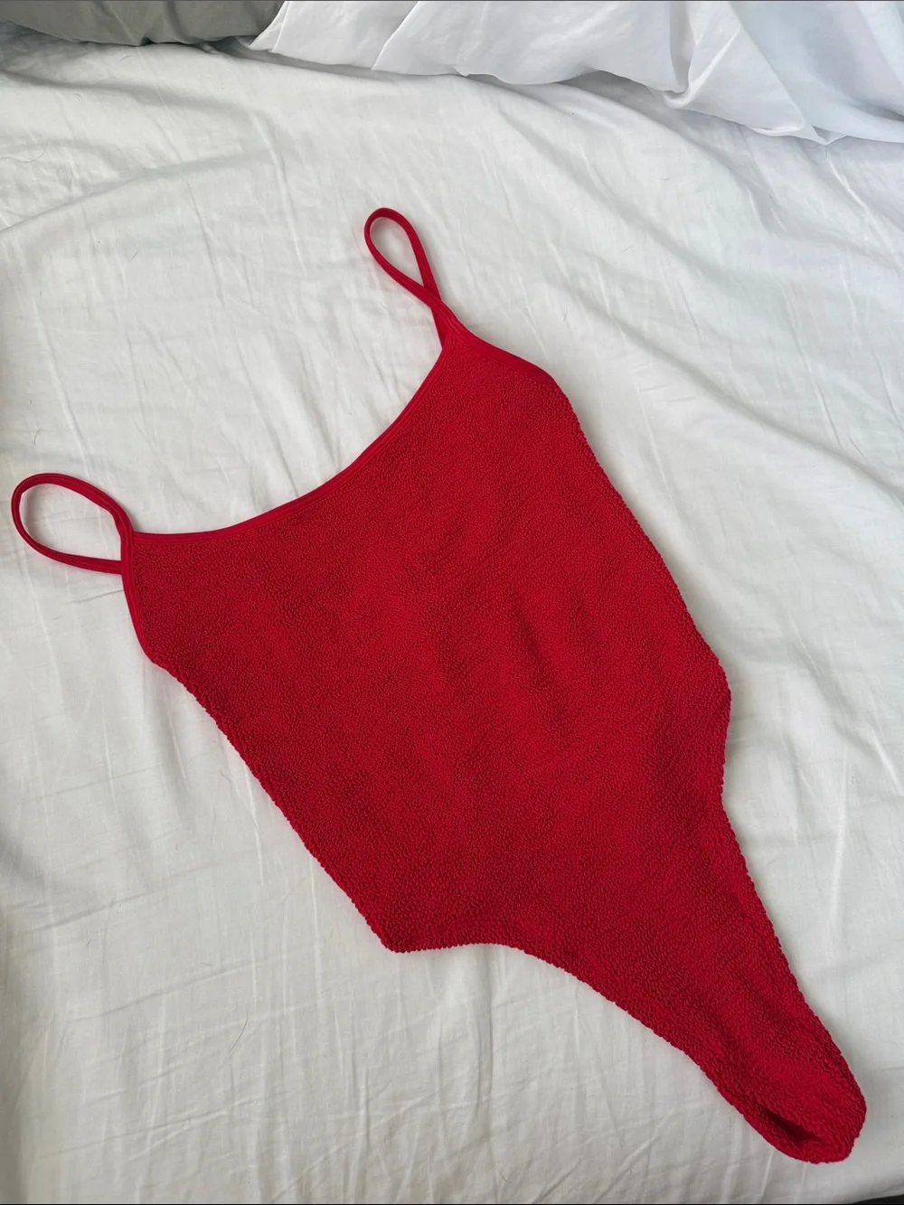 Hunza G Red Textured One-Piece Swimsuit - Picture 1 of 4